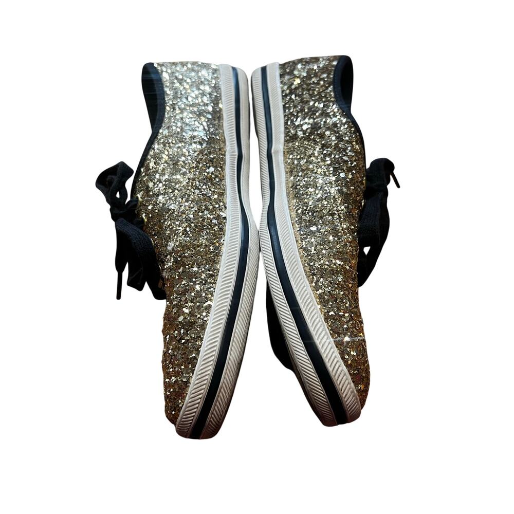 Kate Spade x Keds Champion Gold Glitter Sneakers Black Trim | Size 7 - Picture 4 of 10